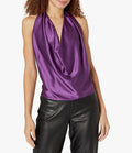 Ramy Brook Women's Harriet Silk Halter Top, Vivid Purple Large #63