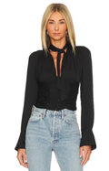 FREE PEOPLE ButtonDown MEET ME
THERE TieNeck Top Midium #72