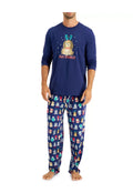 FAMILY PAJAMAS Men's 2-Piece Bah Humbug Dogs Pajama Set sz M Medium Blue PJs #19