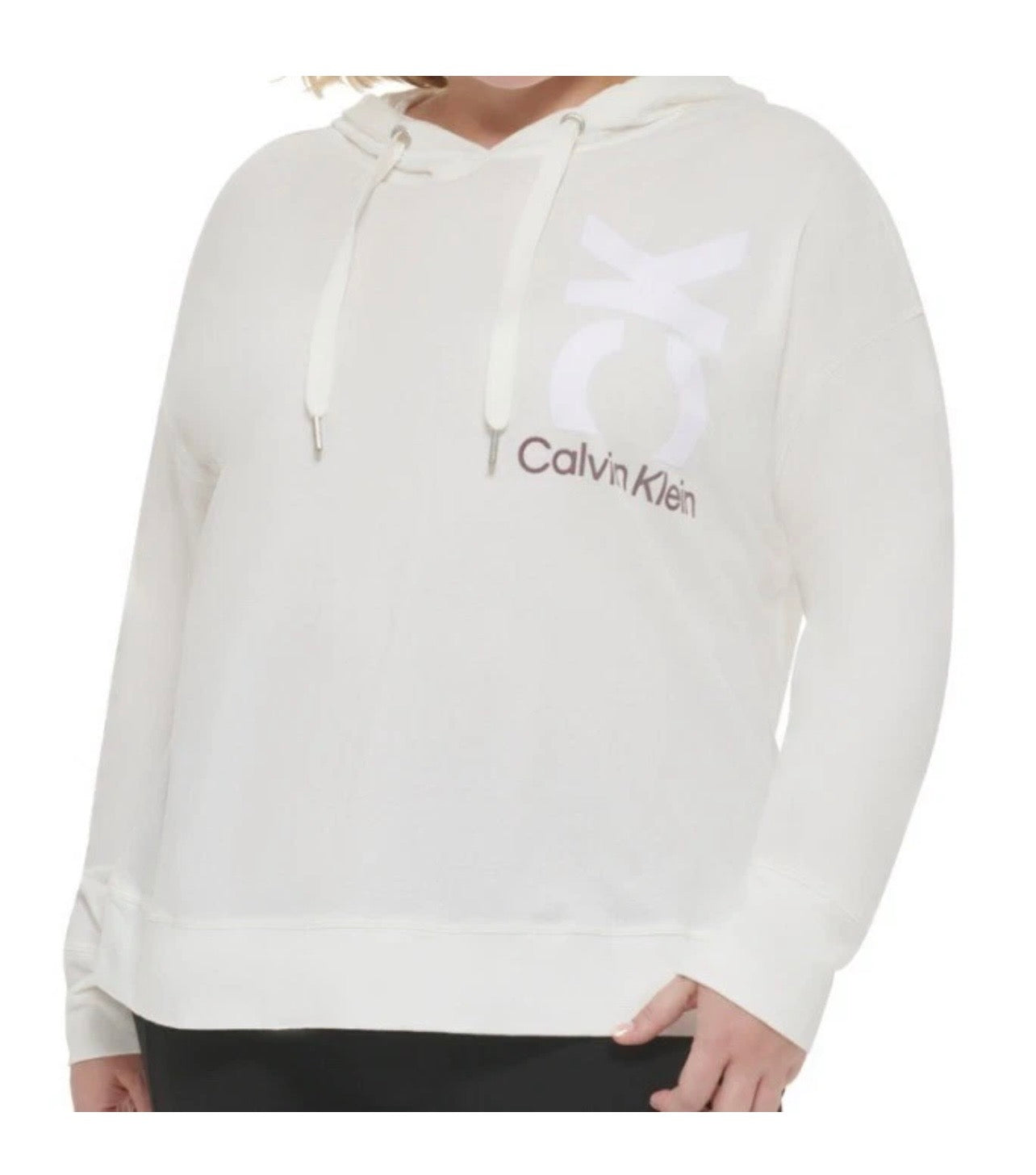 Calvin Klein Performance Womens Plus Gym Fitness Hoodie White Size 2X #30