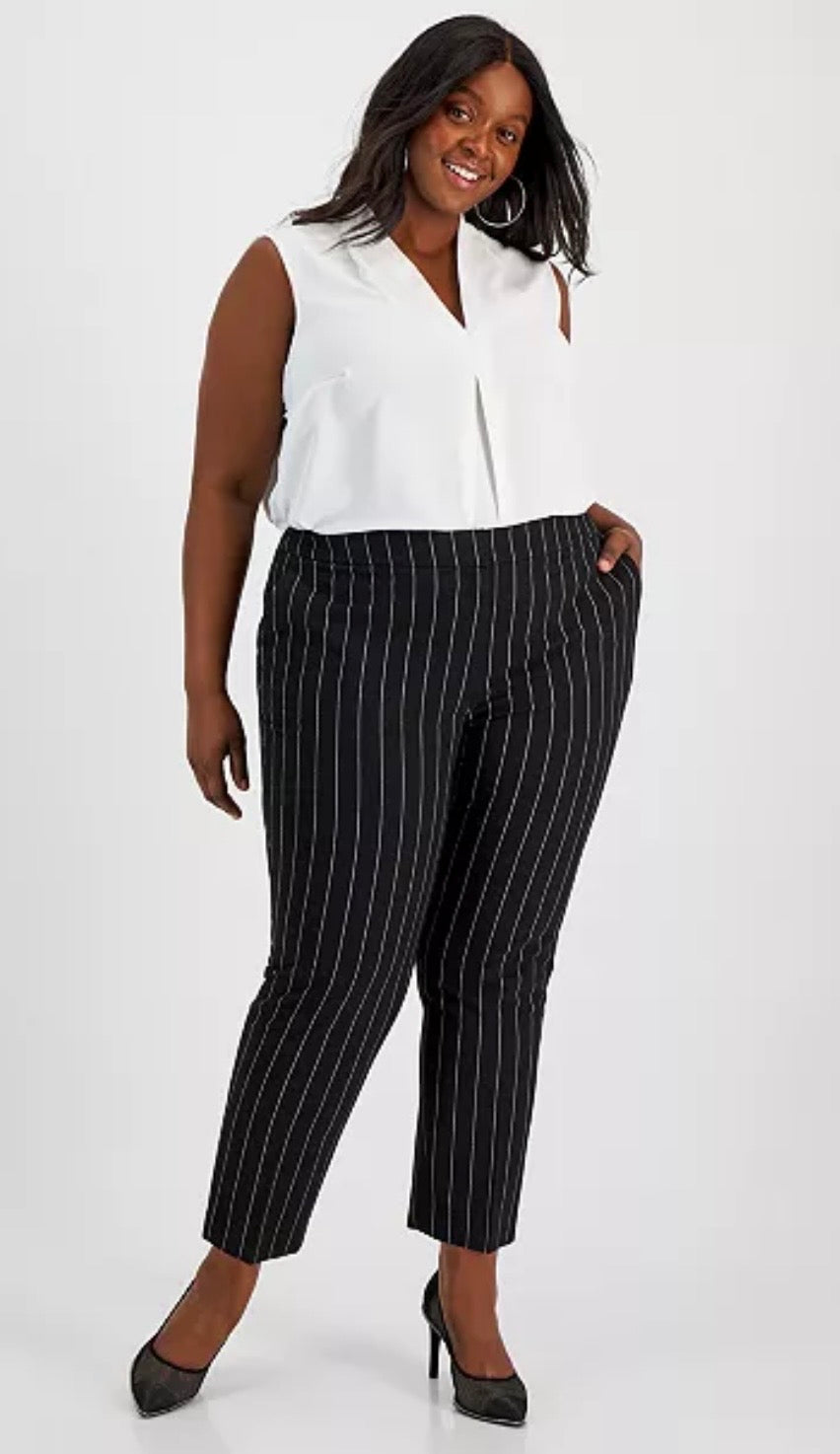 Bar IlI Women's Plus Pinstripe Straight
Ankle Pants Size 22W #57